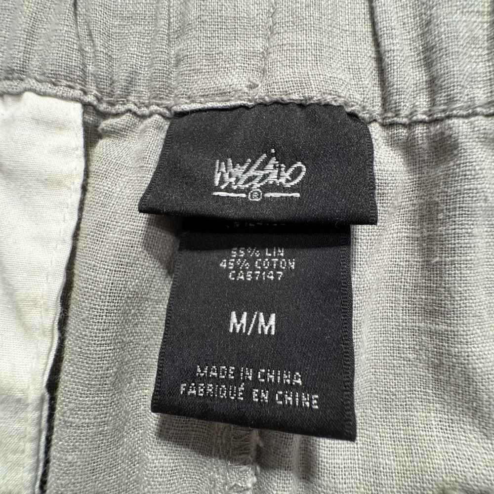 Vintage Mossimo Pants Mens Medium Gray Linen Blend Drawstring Summer Beach 33x30